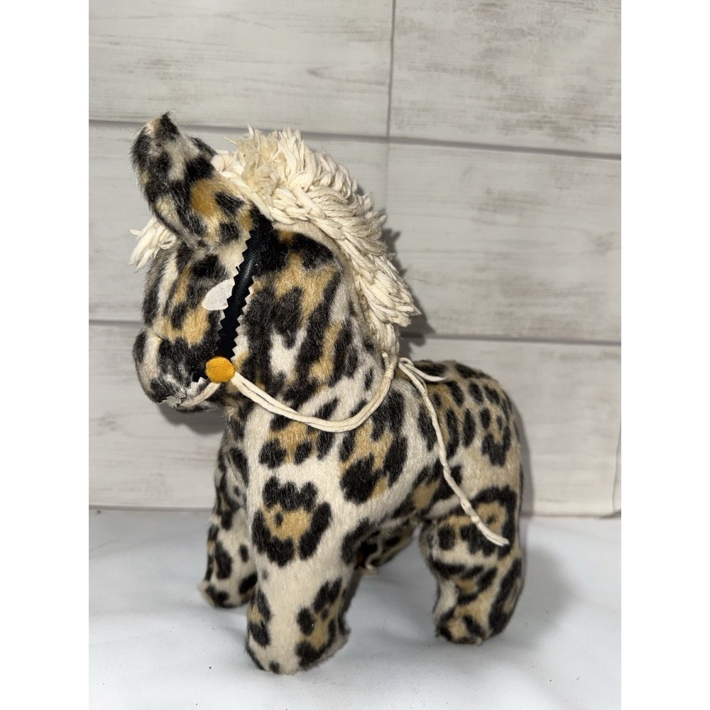 Vintage Handmade Stuffed Horse Toy With Leopard Spots